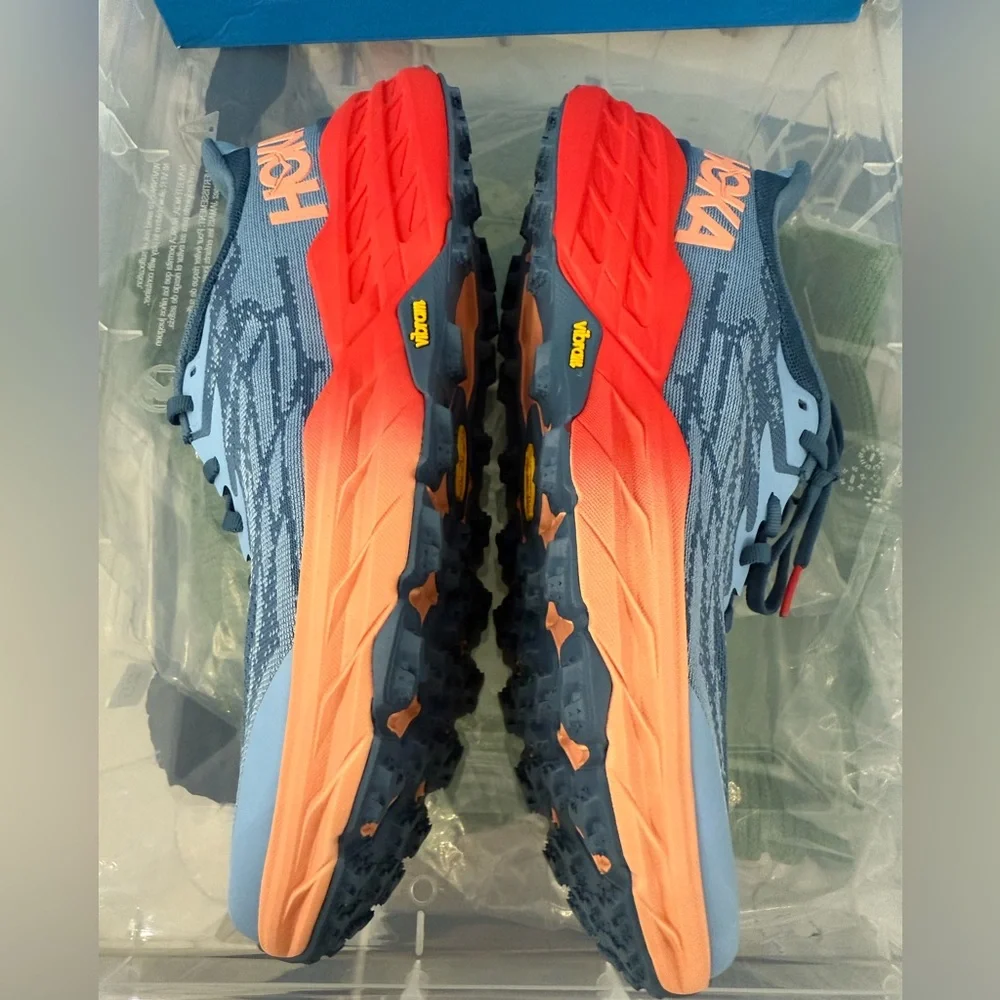 HOKA One Speedgoat 5 Women’s Trail Running Shoes Blue Orange Sz 10.5 RARE - Picture 9 of 11